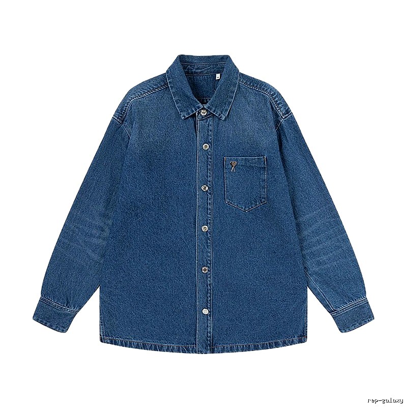AMI casual style denim blue shirt
