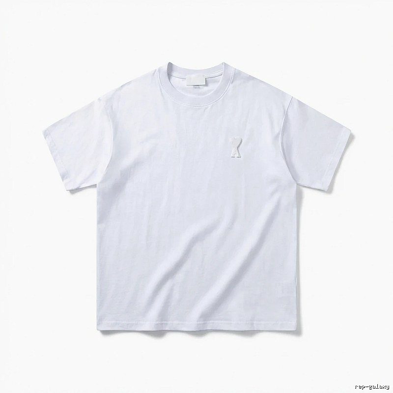 AMI Embroidered Minimalist Style White T-shirt