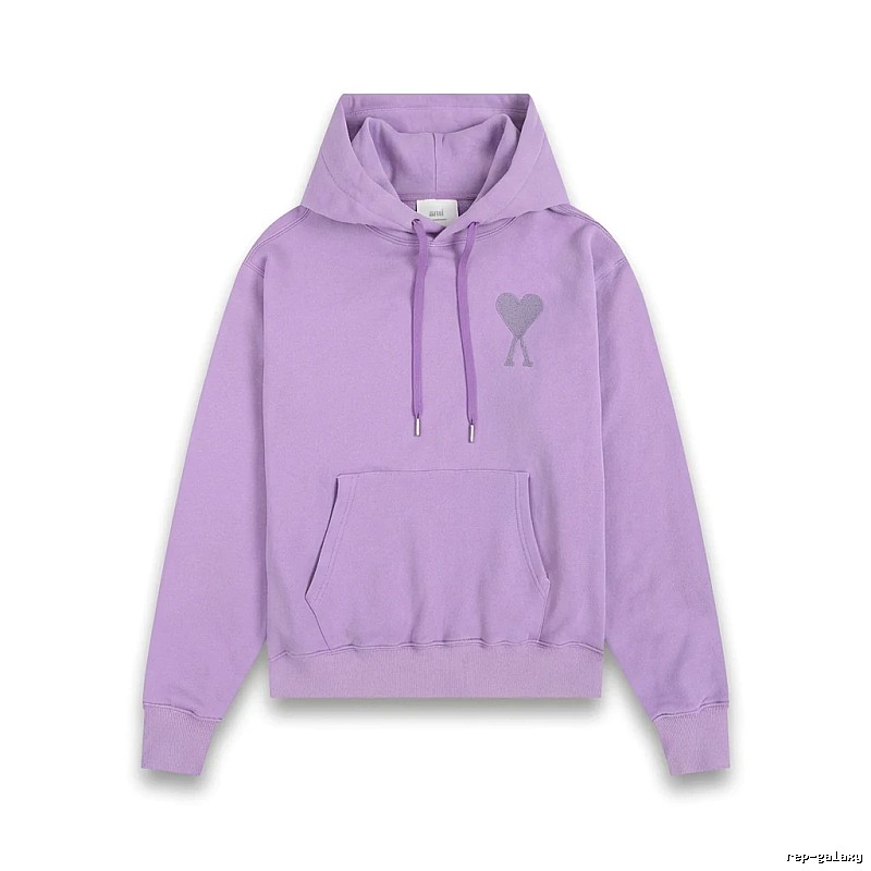 AMI series minimalist style purple hoodie