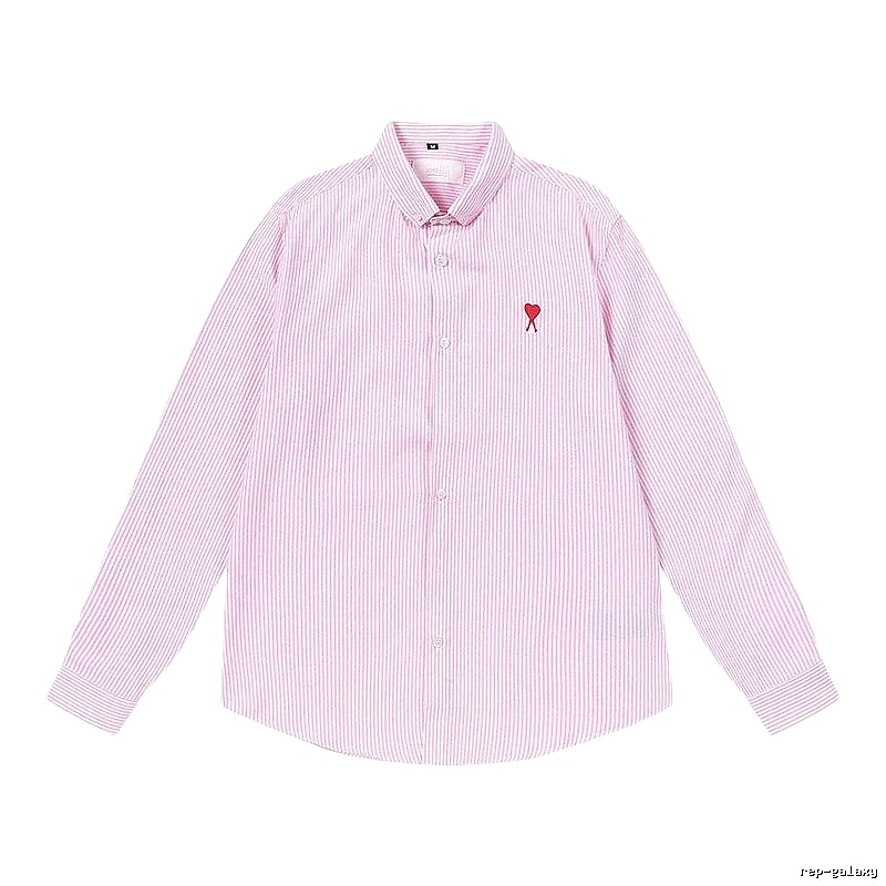 AMI Stripe Minimalist Style Pink Shirt