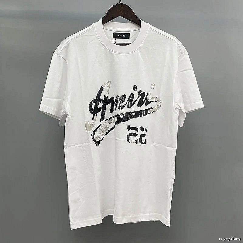 Amiri Black Lettering With Slash Detail White Records Graphic T-Shirt Resort Wear