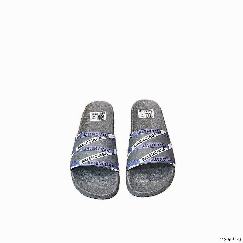 Balenciaga All-over Logo Print Trendy Cool Grey Slides