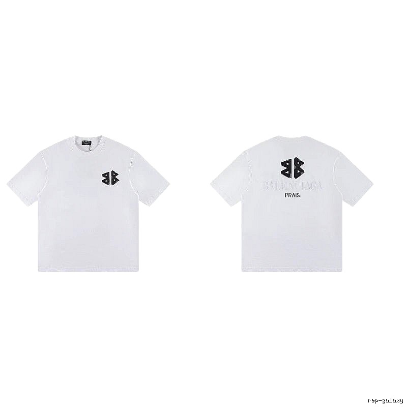 Balenciaga Double-B Print Street Style White T-Shirt