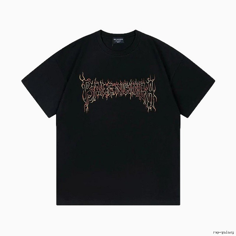 Balenciaga Flame Gothic Style Black T-shirt