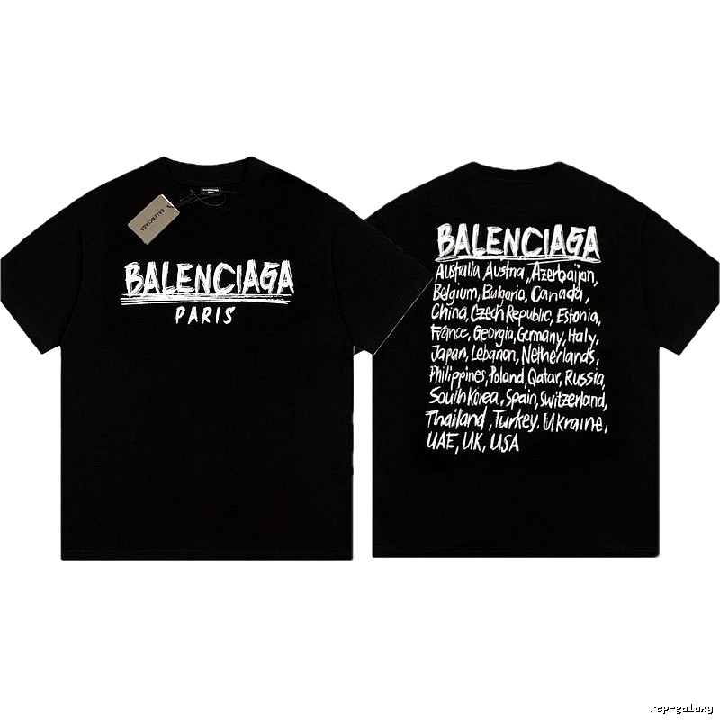 Balenciaga Graffiti Street Style Black Short Sleeve T-shirt