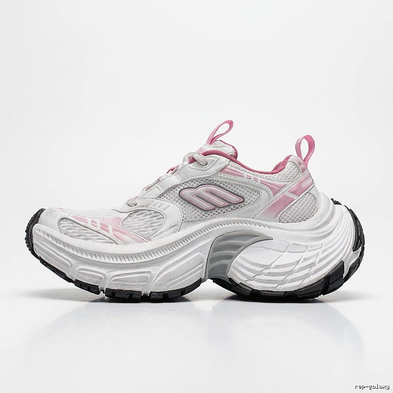 Balenciaga retro-style pink and white sports shoes