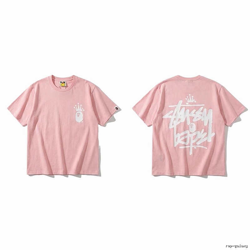 Bape Crown Trendy Pink Short Sleeve