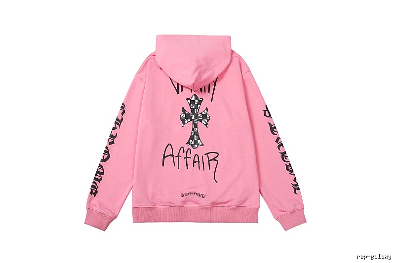Chrome Hearts 2088-91 Pink Red Cross Graphic Hoodie Campus Look