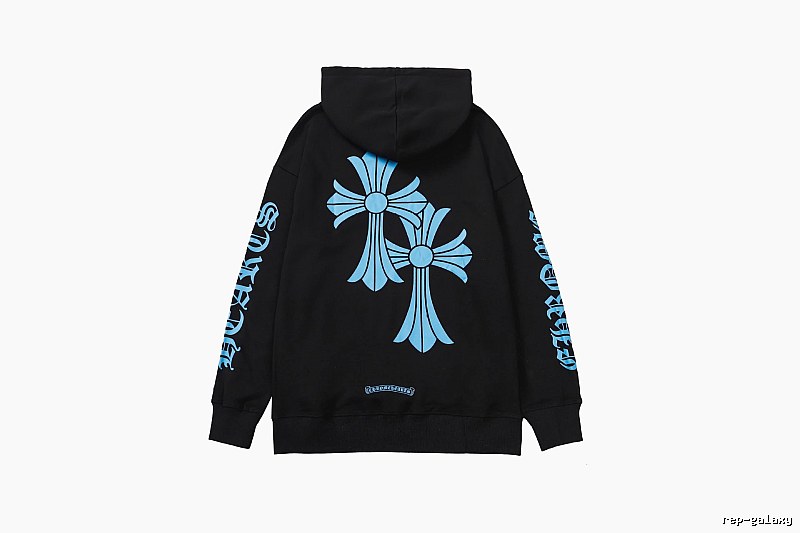 Chrome Hearts Classic Cross graphic hoodie Black Blue Cross for Daily Styling