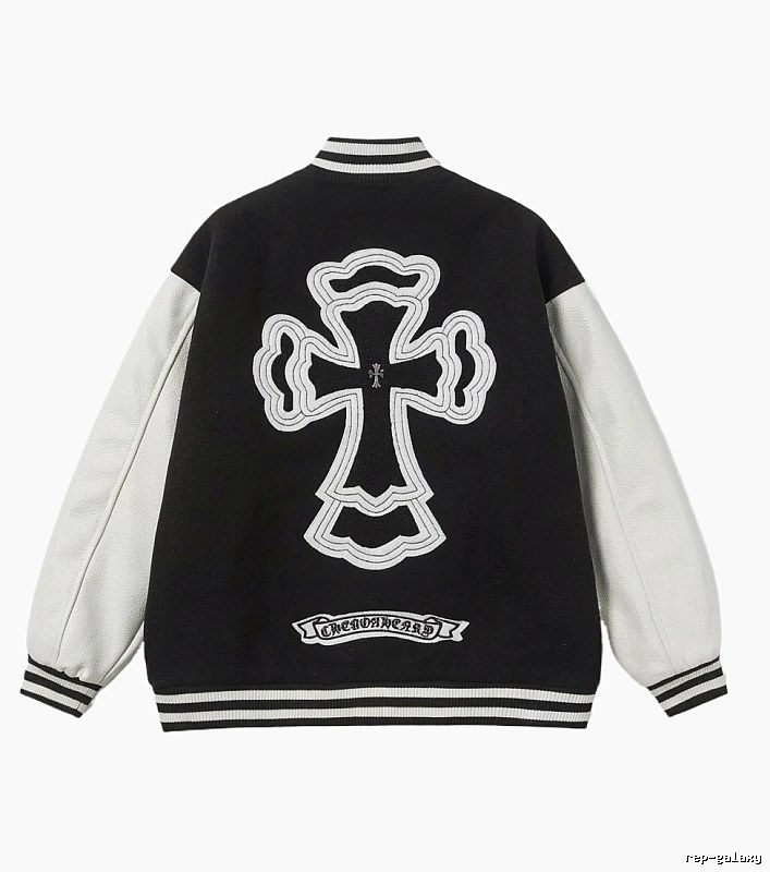 Chrome Hearts Cross Black and White Baseball Jacket