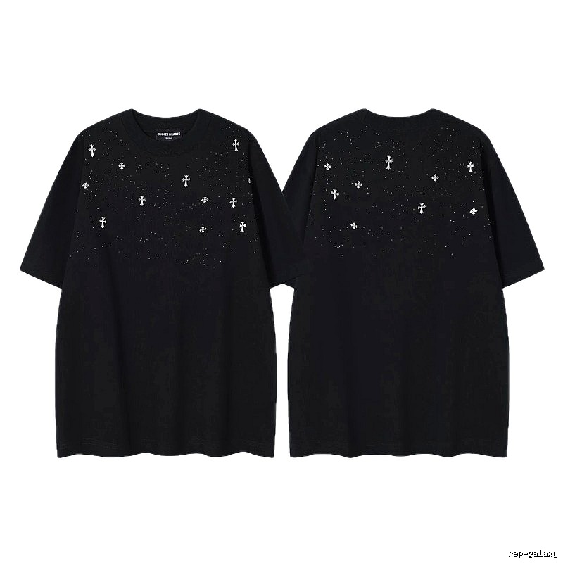 Chrome Hearts Cross Embroidered Street Style Black Short-sleeve T-shirt
