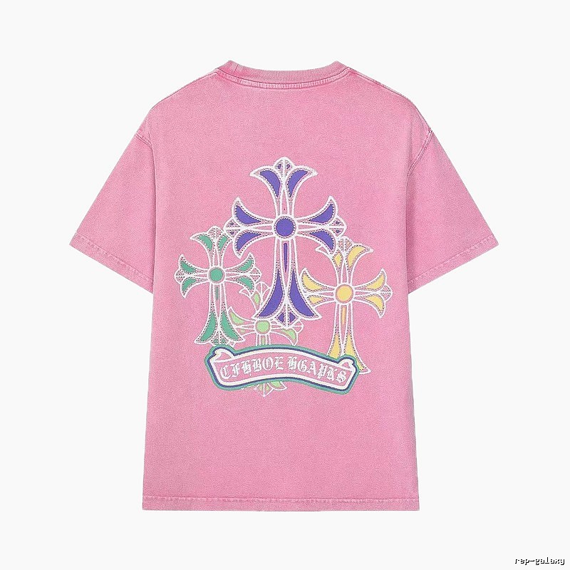 Chrome Hearts Cross Print Vintage-style Pink T-Shirt