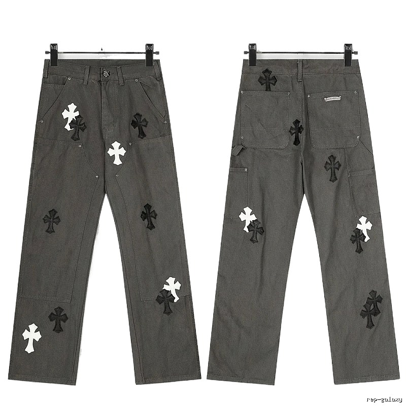 Chrome Hearts Cross Workwear Style Grey Pants