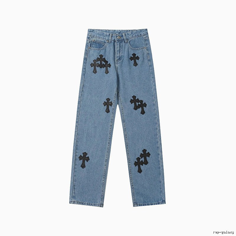 Chrome Hearts Easy Match Graphic jeans Light Denim Jeans for Leisure Wear