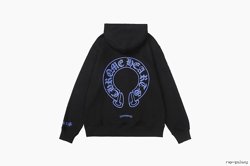 Chrome Hearts Logo Detail Cross graphic hoodie Black Blue Cross with Functional Detail