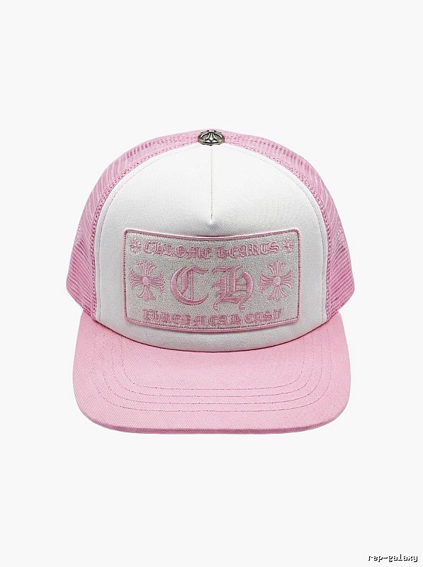 Chrome Hearts Pink and White Patchwork Trendy Hat