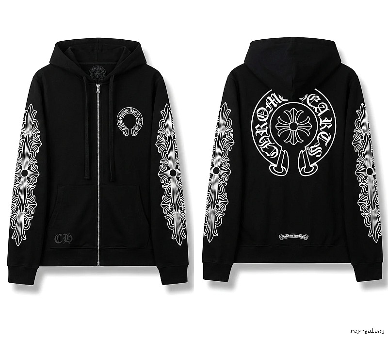 Chrome Hearts retro-style black hoodie