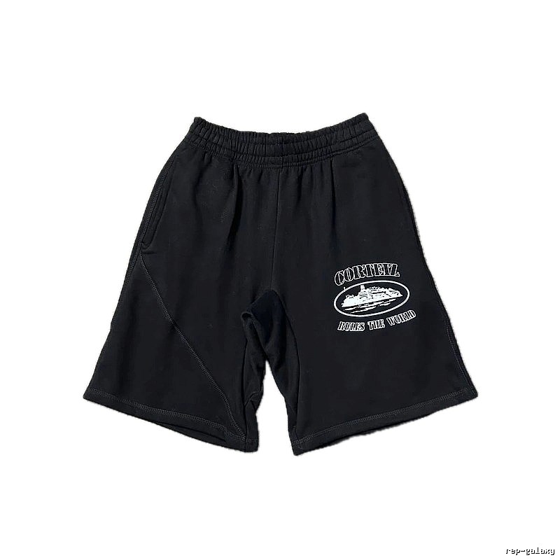 Corteiz retro-style black shorts
