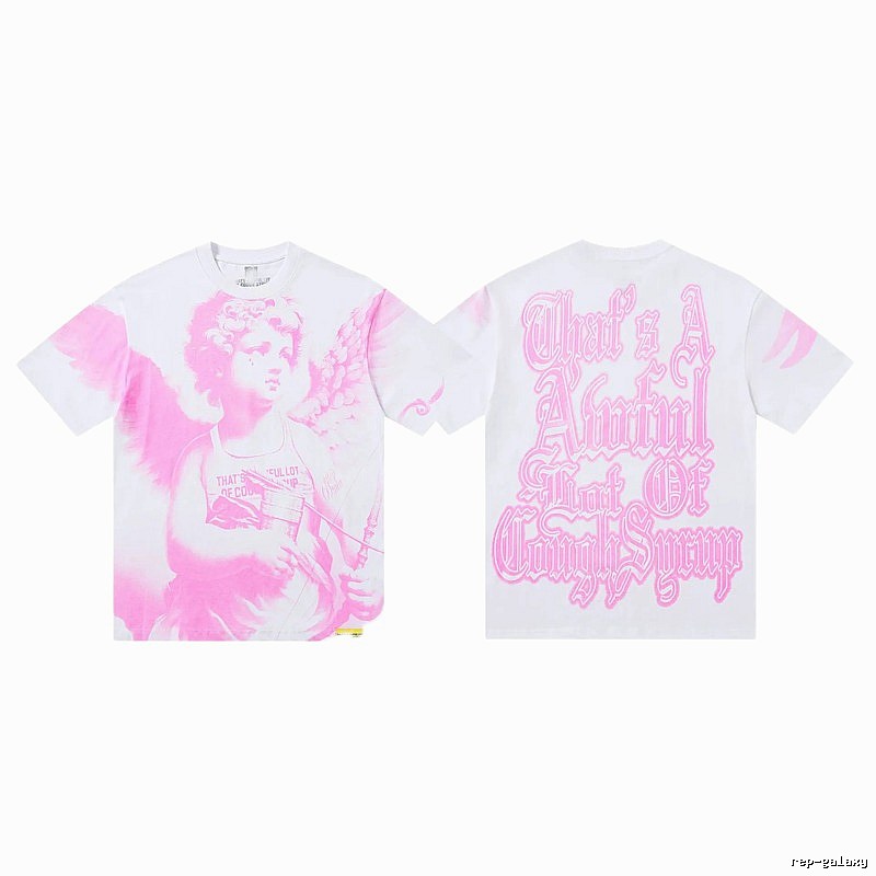 COUGH SYRUP Angel Print Street Style White and Pink T-shirt