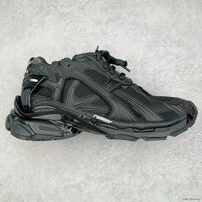 Dark Layered Panels Balenciaga Black Runner Sneaker for Streetwear Looks