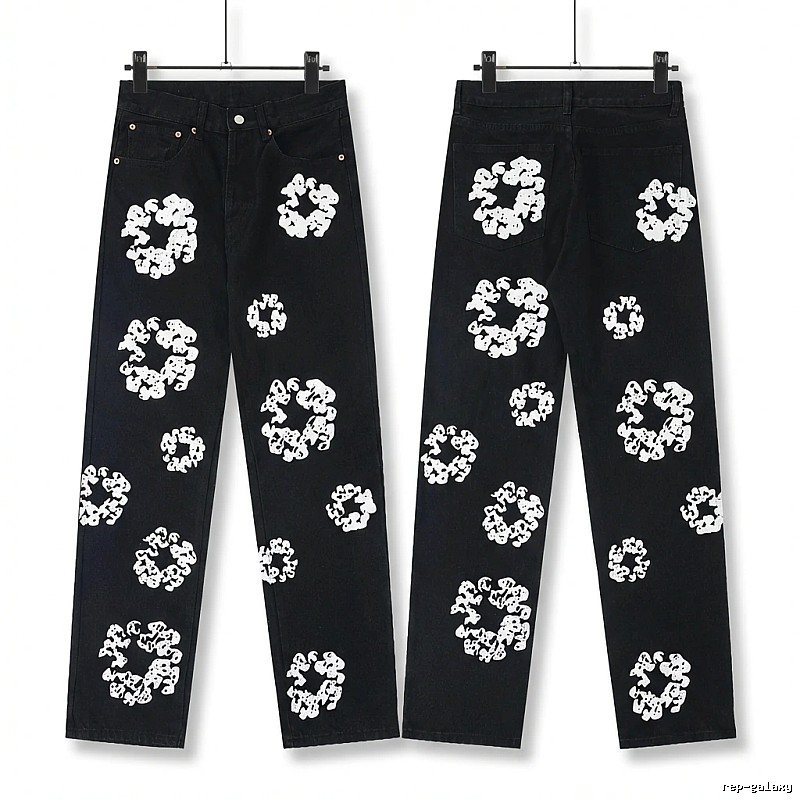 DENIM TEARS Printed Retro-Style Black Pants