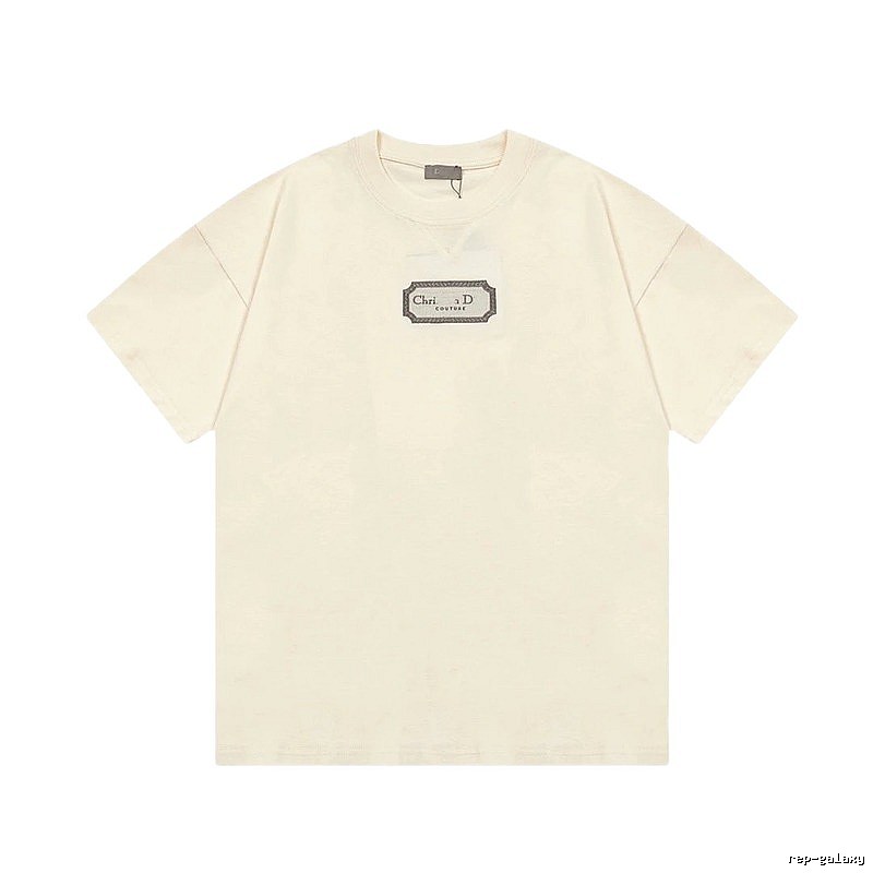 Dior Couture Minimalist Style Off-White Short-sleeve T-shirt