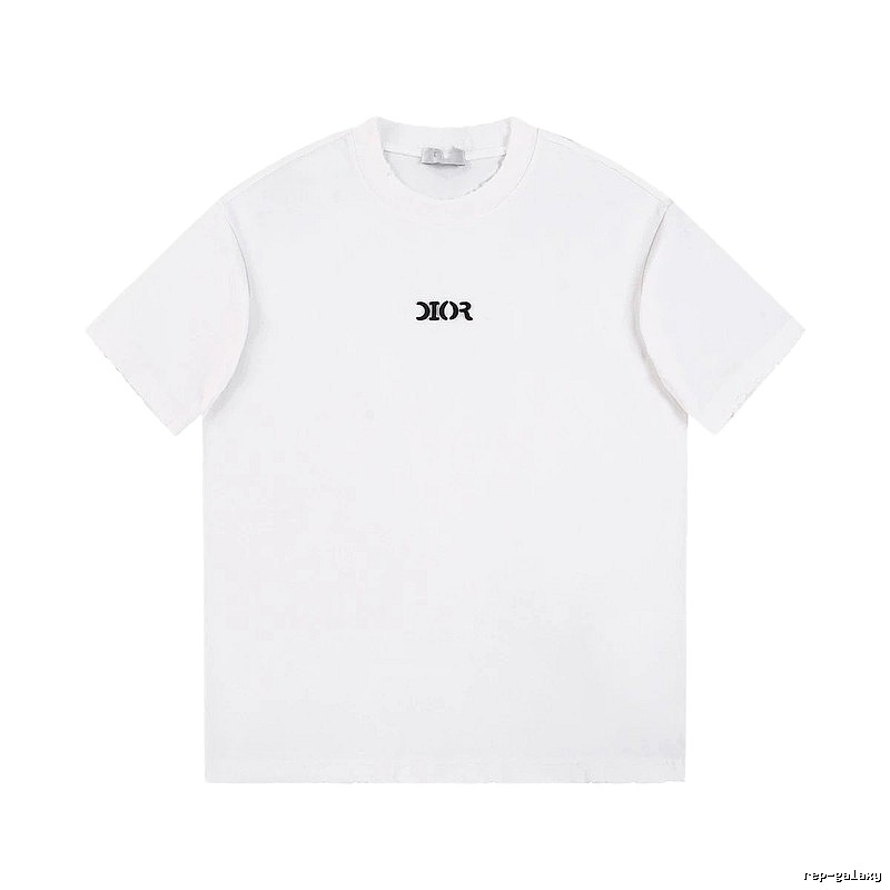 Dior Minimalist Style Embroidered Logo White Short-sleeved T-shirt