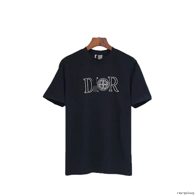 Dior x Stone Island Co-branded Casual Black Short-sleeve T-shirt