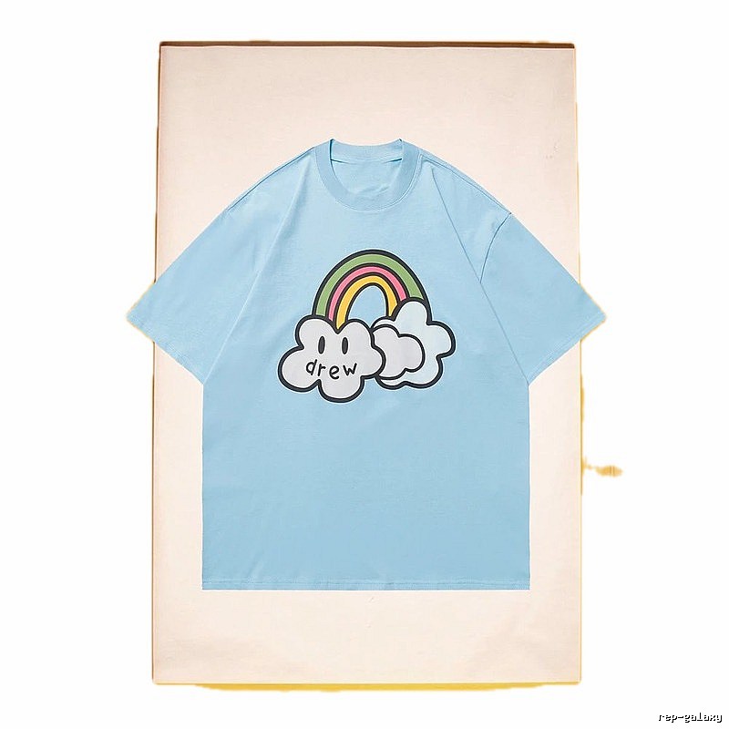 DREW Rainbow Cloud Casual Style Light Blue Short Sleeve T-Shirt