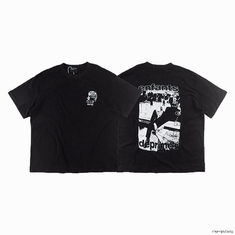 ERD Portrait Print Dark Style Black Short-sleeve T-shirt