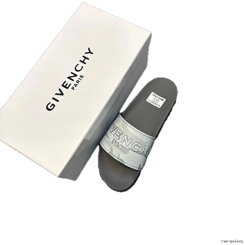 Givenchy Paris Camo Streetwear Gray Slides
