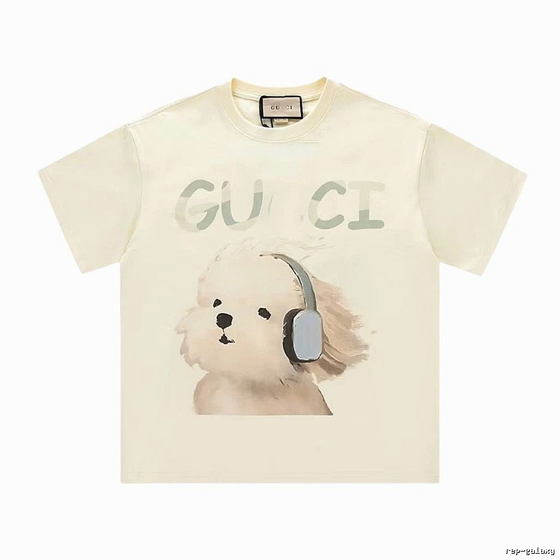 Gucci Dog Print Casual Style Off-white T-shirt