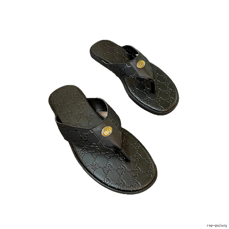 Gucci GG Embossed Light Luxury Style Black Flip-Flops