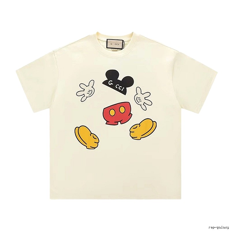 Gucci x Mickey Mouse Co-branded Fun Trendy Style Off-white T-shirt