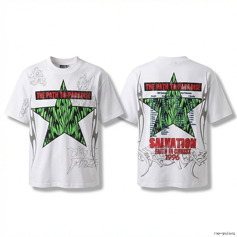 Hellstar Green Star Trendy White T-shirt