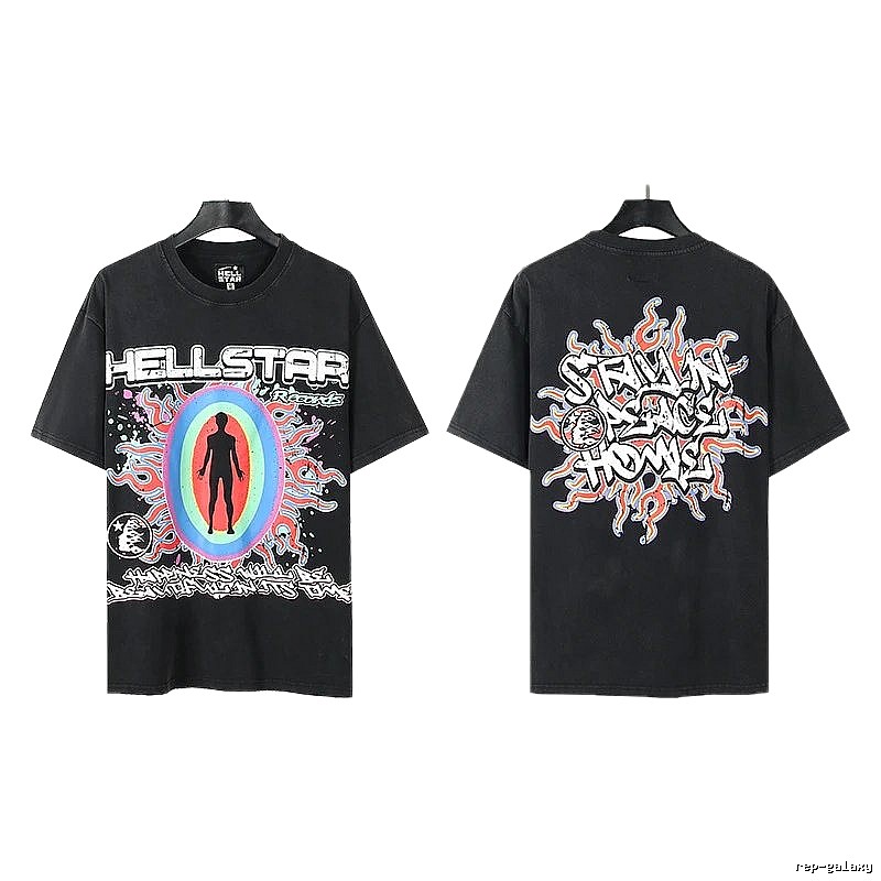 Hellstar Human Figure Print Street Style Black T-Shirt