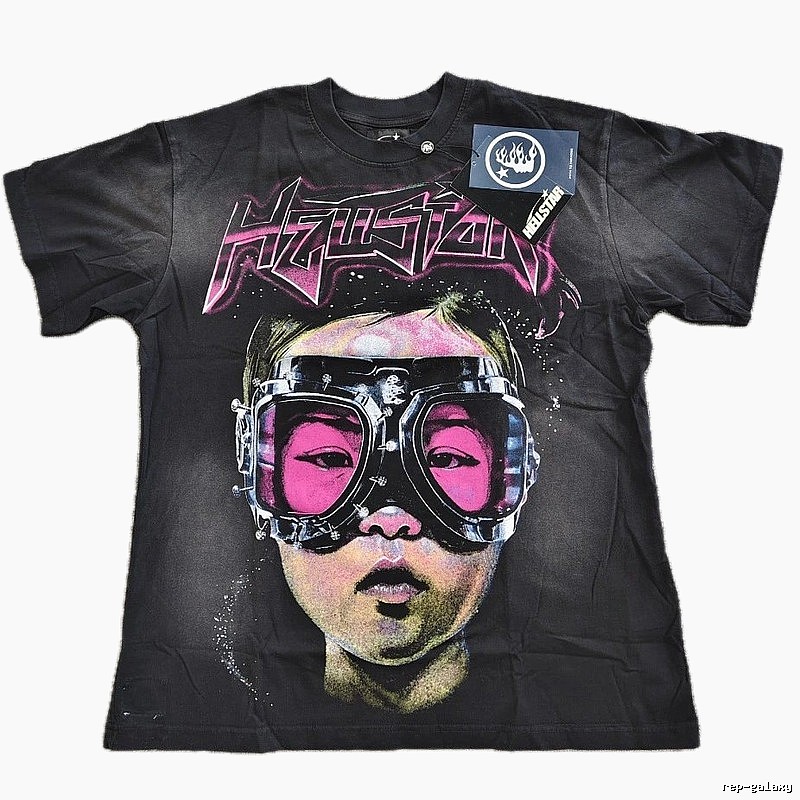 Hellstar Portrait Print Street Style Black T-Shirt
