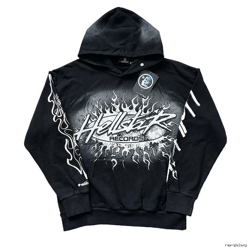 Hellstar Records Flame Wind Black Hoodie