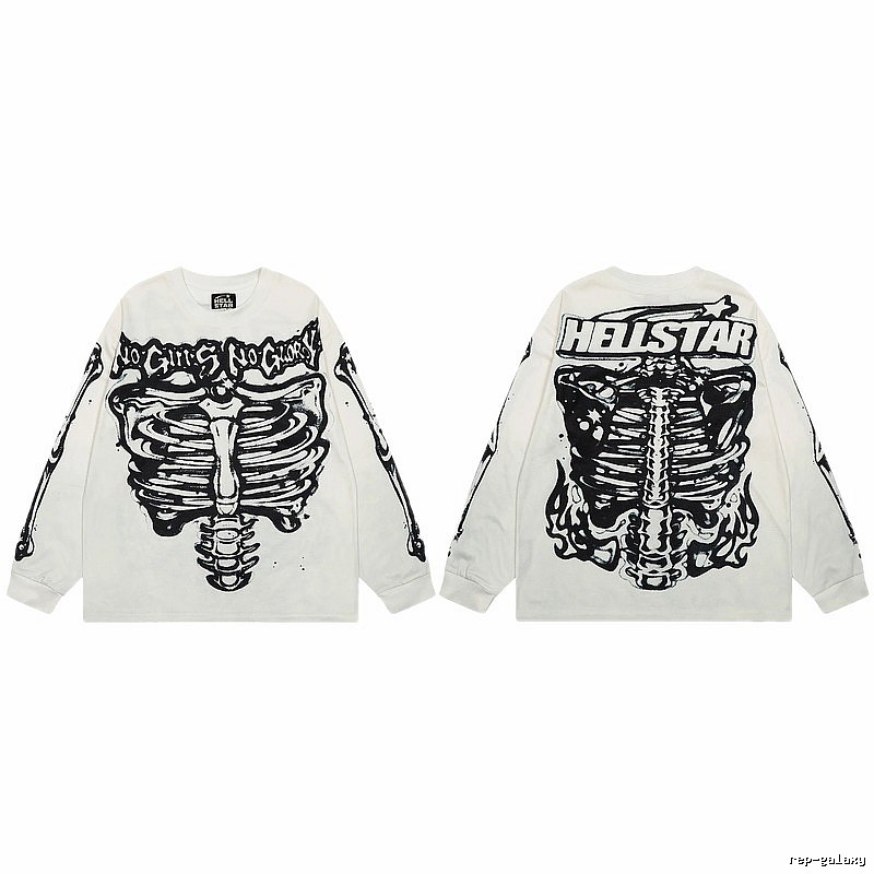 Hellstar Skull Print Dark Style Off-white Long Sleeve T-Shirt