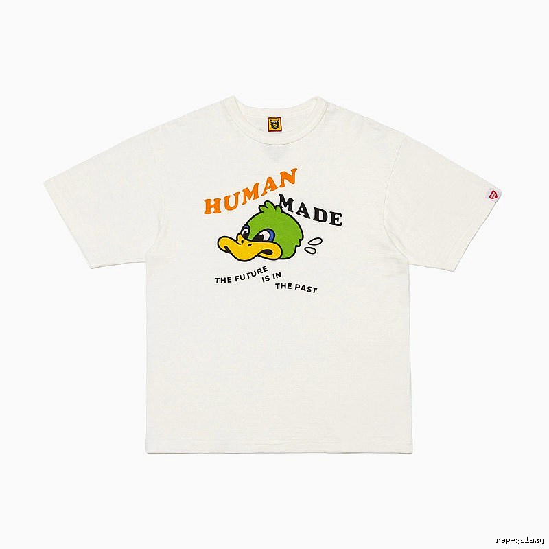HUMAN MADE Green Duck Print Japanese Streetwear Off-white Short-sleeve T-shirt