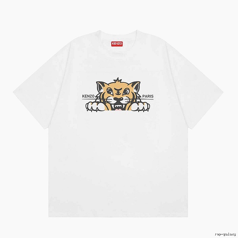 KENZO Tiger Head Series Casual Style White T-Shirt