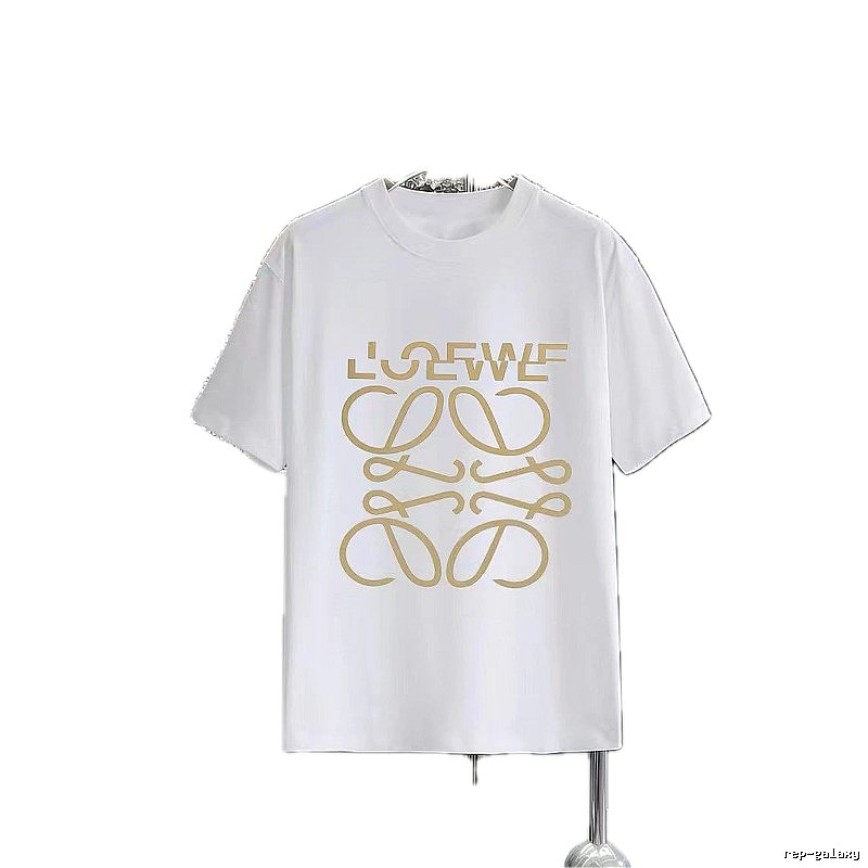LOEWE Gold Hot-stamped Logo Light Luxury Style White T-Shirt