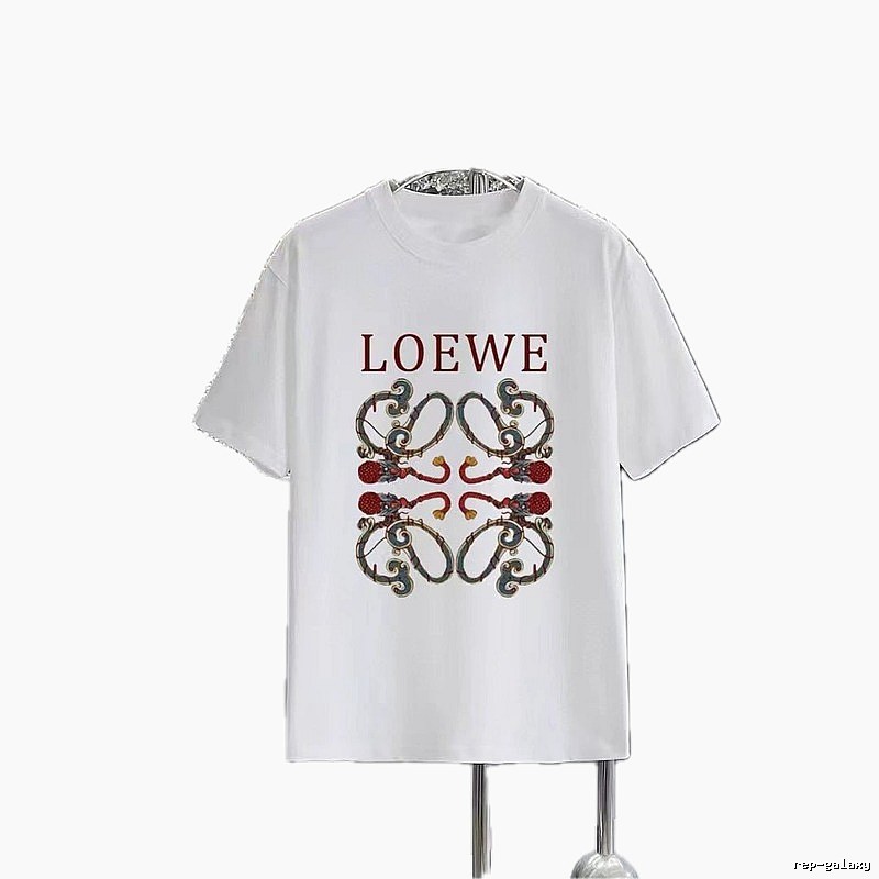 LOEWE Vintage-style Dragon Print White T-Shirt