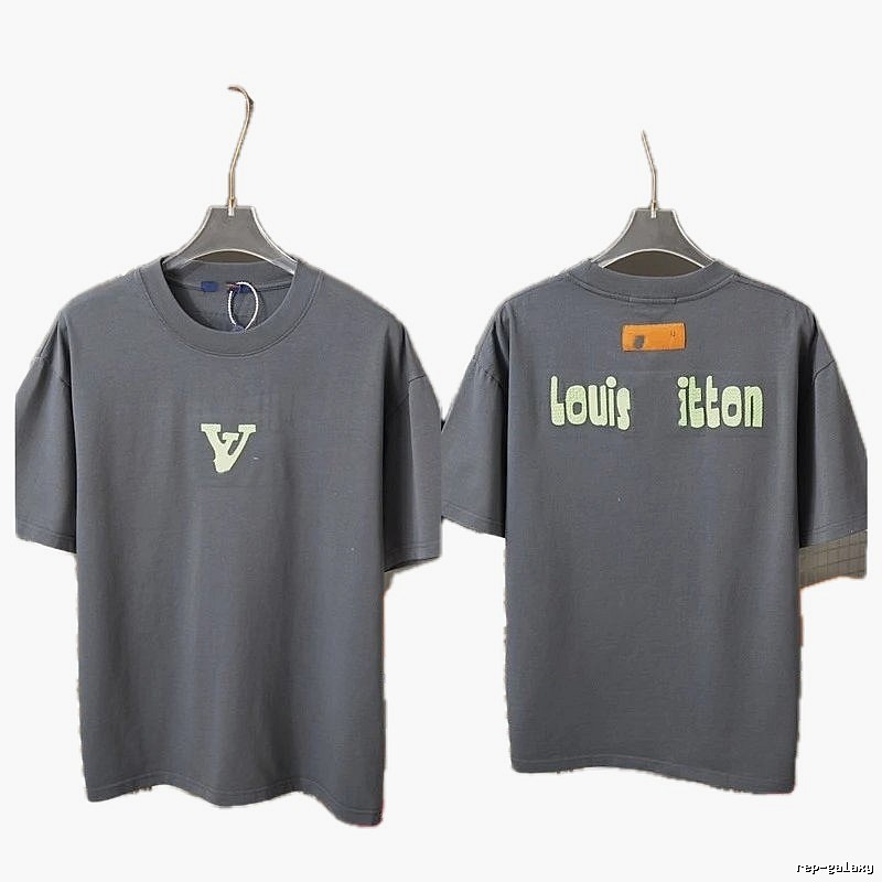 Louis Vuitton Letter Print Streetwear Dark Gray Short-Sleeve T-Shirt