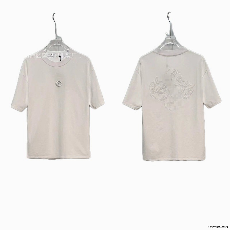 Louis Vuitton Monogram Embroidered Trendy Style White T-Shirt