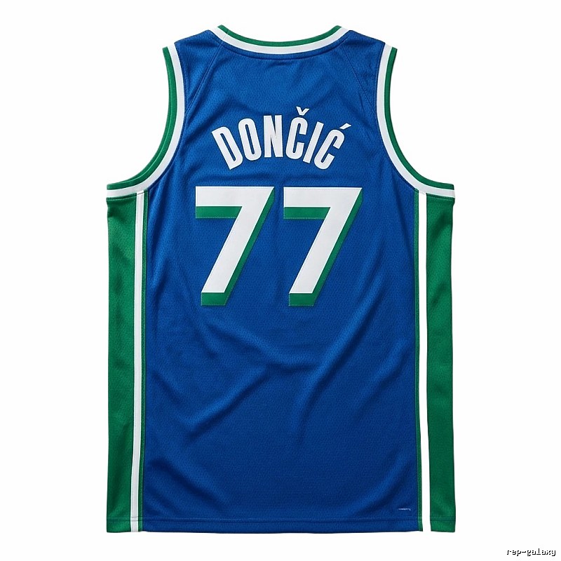Luka Doncic's No. 77 blue-green basketball jersey