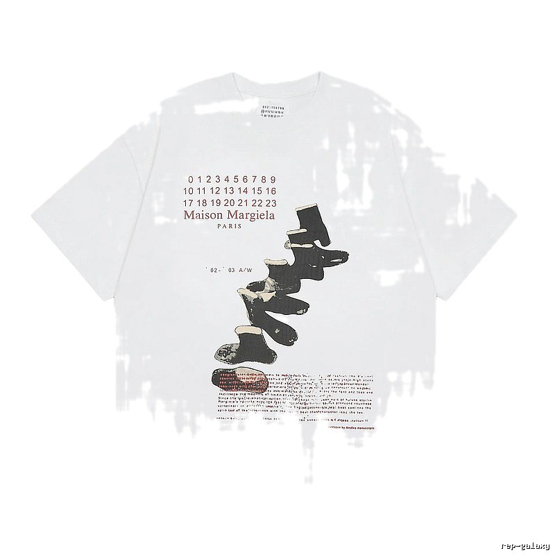 Maison Margiela Printed Vintage Style White T-Shirt