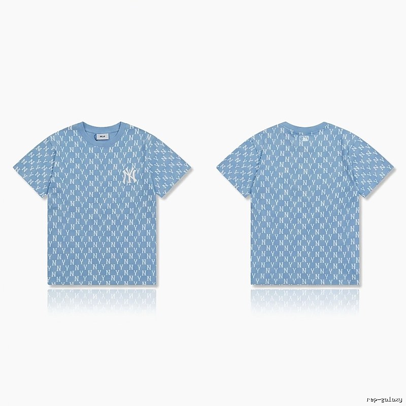 MLB full - print style light blue T - shirt