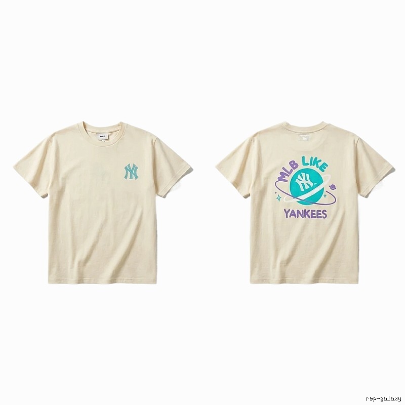 MLB Yankees trendy brand beige T-shirt