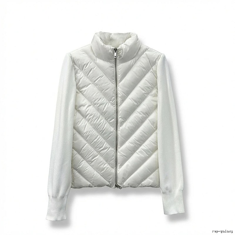 Moncler diamond - patterned stylish white down jacket
